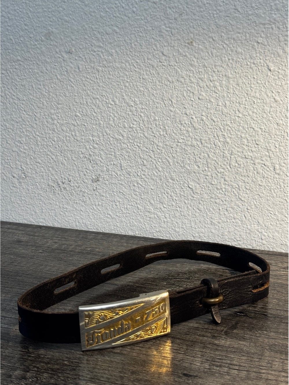 Honda 750 Motorcycle Belt Buckle Leather Belt 2XL Biker Retro